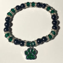 Load image into Gallery viewer, Pelham Panthers sports fan glass pearl and crystal bracelet (choice of style)