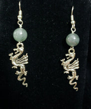 Load image into Gallery viewer, Dragon Rampant - silvertone pewter dragon earrings UAB Blazer fan, sports fan, fantasy Game of Thrones