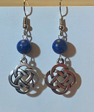 Load image into Gallery viewer, Silvertone round open Celtic knot earrings