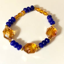 Load image into Gallery viewer, Auburn University sports fan blue and orange stone and crystal bracelet