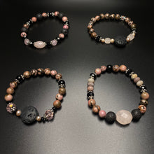 Load image into Gallery viewer, Diffuser bracelet: rhodonite/ rose quartz / onyx and lava rock