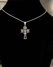 Load image into Gallery viewer, Celtic Trinity Triquetra Cross antique silvertone cross pendant
