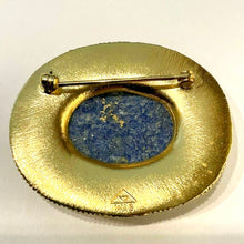 Load image into Gallery viewer, WAG Walters Art Gallery “Olbia’s Treasure” Greek jewelry reproduction 24K gold plated oval lapis lazuli brooch