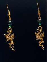Load image into Gallery viewer, Dragon Rampant - silvertone pewter dragon earrings UAB Blazer fan, sports fan, fantasy Game of Thrones