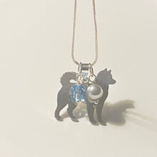 Load image into Gallery viewer, Helena Huskies school spirit dog lover pendant necklace in silvertone with choice of beads and smaller charms
