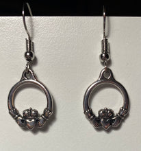 Load image into Gallery viewer, Silver plated TierraCast pewter Irish claddagh earrings (small)