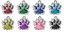Load image into Gallery viewer, Paw print sports fan earrings: Tigers, Lions, Bulldogs, Wildcats, Huskies, Panthers, Jaguars: choice of team color with or without crystal bead.