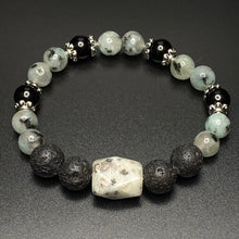 Load image into Gallery viewer, Diffuser bracelet: sesame jasper, onyx, and lava rock