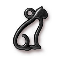 Load image into Gallery viewer, Cat Silhouette: silvertone, goldtone , or black cat earrings - cat mom cat lover gift