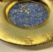 Load image into Gallery viewer, WAG Walters Art Gallery “Olbia’s Treasure” Greek jewelry reproduction 24K gold plated oval lapis lazuli brooch