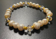 Load image into Gallery viewer, Freshwater baroque pearl and crystal bracelet with gold filigree beads wedding bridal jewelry