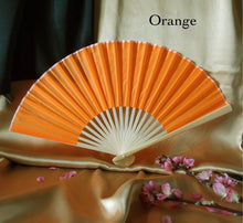 Load image into Gallery viewer, Hand Fan, silk & bamboo (folding), solid color