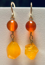 Load image into Gallery viewer, Carnelian and peach aventurine Roman reproduction gemstone earrings