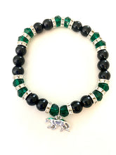 Load image into Gallery viewer, Pelham Panthers sports fan glass pearl and crystal bracelet (choice of style)