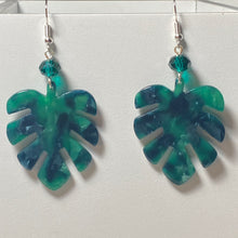 Load image into Gallery viewer, Monstera Leaf large acrylic leaf earrings boho tropical style
