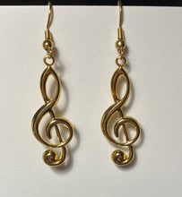 Load image into Gallery viewer, Goldtone treble clef earrings