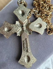 Load image into Gallery viewer, Limited Edition 1975 Sarah Coventry “Peace Cross” vintage Medieval / Renaissance style necklace