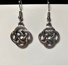 Load image into Gallery viewer, Silvertone round open Celtic knot earrings
