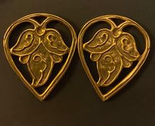 Load image into Gallery viewer, Foliate Heart Medieval Spanish vintage Metropolitan Museum of Art goldtone pierced earrings
