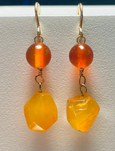 Load image into Gallery viewer, Carnelian and peach aventurine Roman reproduction gemstone earrings