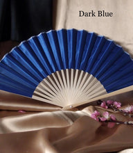 Load image into Gallery viewer, Hand Fan, silk & bamboo (folding), solid color