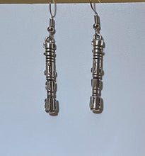 Load image into Gallery viewer, Doctor Who fandom sonic screwdriver or Star Wars Jedi lightsaber earrings (large)