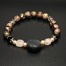 Load image into Gallery viewer, Diffuser bracelet: rhodonite/ rose quartz / onyx and lava rock