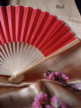 Load image into Gallery viewer, Hand Fan, silk & bamboo (folding), solid color