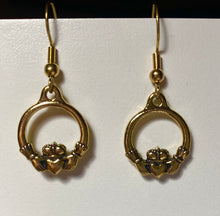 Load image into Gallery viewer, Gold plated TierraCast pewter Irish claddagh earrings (small)