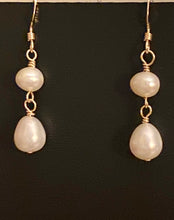 Load image into Gallery viewer, Freshwater pearl drop earrings in sterling silver or 14k gold-filled