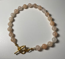 Load image into Gallery viewer, Cherry Blossoms in the Snow: pink opal and freshwater pearl bracelet and earrings set