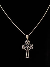 Load image into Gallery viewer, Celtic Trinity Triquetra Cross antique silvertone cross pendant