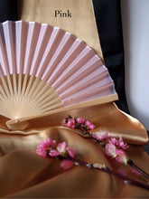 Load image into Gallery viewer, Hand Fan, silk & bamboo (folding), solid color