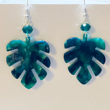 Load image into Gallery viewer, Monstera Leaf large acrylic leaf earrings boho tropical style