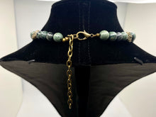 Load image into Gallery viewer, Enlightened: kambaba jasper and antique gold beaded Buddha necklace