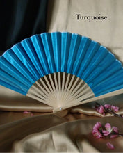 Load image into Gallery viewer, Hand Fan, silk & bamboo (folding), solid color