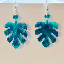 Load image into Gallery viewer, Monstera Leaf large acrylic leaf earrings boho tropical style