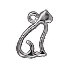 Load image into Gallery viewer, Cat Silhouette: silvertone, goldtone , or black cat earrings - cat mom cat lover gift