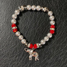 Load image into Gallery viewer, Alabama Crimson Tide sports fan “Tide Pride” glass pearl and crystal bracelet