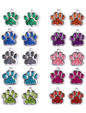 Load image into Gallery viewer, Paw print sports fan earrings: Tigers, Lions, Bulldogs, Wildcats, Huskies, Panthers, Jaguars: choice of team color with or without crystal bead.