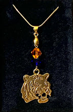 Load image into Gallery viewer, Auburn Tigers pendant necklace in silver or gold with optional crystal beads: LSU Auburn Clemson sports fan