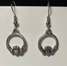 Load image into Gallery viewer, Silver plated TierraCast pewter Irish claddagh earrings (small)