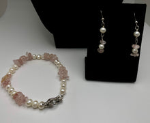 Load image into Gallery viewer, Pretty in Pink freshwater pearl and rose quartz necklace set
