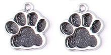Load image into Gallery viewer, Paw print sports fan earrings: Tigers, Lions, Bulldogs, Wildcats, Huskies, Panthers, Jaguars: choice of team color with or without crystal bead.