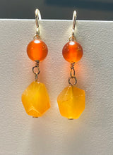 Load image into Gallery viewer, Carnelian and peach aventurine Roman reproduction gemstone earrings