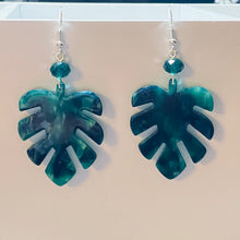 Load image into Gallery viewer, Monstera Leaf large acrylic leaf earrings boho tropical style