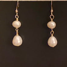 Load image into Gallery viewer, Freshwater pearl drop earrings in sterling silver or 14k gold-filled