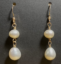 Load image into Gallery viewer, Freshwater pearl teardrop earrings in sterling silver or 14k gold-filled