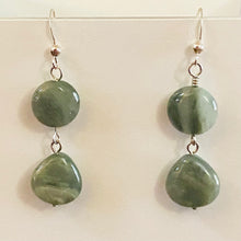 Load image into Gallery viewer, Green line quartz gemstone drop earrings in sterling silver, goldtone, or 14kgold-filled