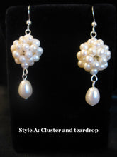 Load image into Gallery viewer, Freshwater pearl cluster drop earrings (sterling or 14K gold-filled), 2 styles available